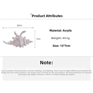 Detail view of pearlescent seashell hair claw clip with size and weight measurements