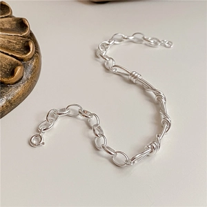 Vintage S925 sterling silver handmade twisted rope bracelet with adjustable spring clasp