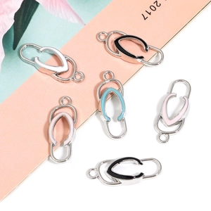 Colorful flip-flop alloy charms with enamel finish for DIY jewelry and necklaces