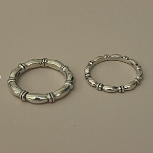 925 sterling silver rings with vintage bamboo texture design in varied widths