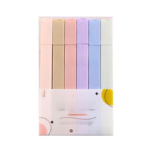Set of 6 Morandi color mild highlighters with soft tips for eye-care marking