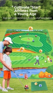 Set de alfombra de golf para niños con zonas de puntuación y palos para juego exterior