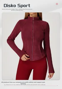 Detail of burgundy fleece jacket showing standing collar and slim fit zipper design