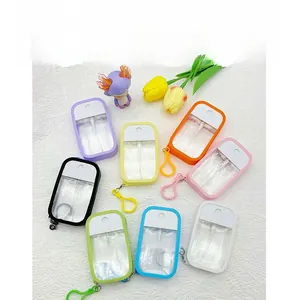 Flat square portable spray bottles in eight macaron colors with silicone hooks
