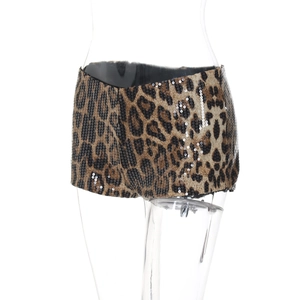 Détails du short sexy à paillettes imprimé léopard pour femme idéal pour les soirées