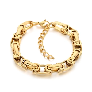 Bracelet chaîne hip hop doré poli 10mm pour hommes avec fermoir mousqueton solide