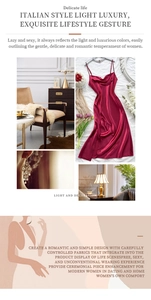 Detail of wine red satin nightdress with elegant tassel earrings and luxury texture