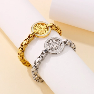 Chunky gold and silver Hamsa hand link bracelets with sparkling cubic zirconia pavé
