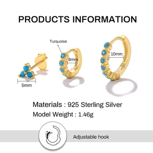 Detailed size and weight specs for sterling silver turquoise earring set