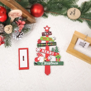 Wooden Christmas tree desk ornament with gnome design and Merry Christmas lettering