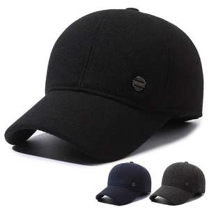 Men Winter Baseball Cap Wool Blend Fleece Lined Warm Ear Protection Adjustable Sports Dad Hat For Middle Aged Elderly
