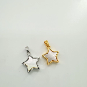 18K gold plated star charms with natural shell inlay in gold and silver finishes