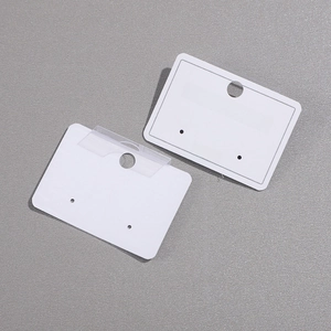 White cardboard jewelry display cards for 925 silver stud earrings with hanging hooks