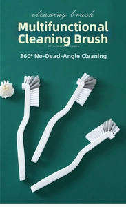 Three-piece multifunctional cleaning brush set with angled head for bottle corners