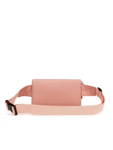 Pink waterproof oxford fabric waist bag with adjustable strap for outdoor leisure