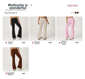 Pantaloni da yoga svasati a vita alta in nero, beige, rosa e marrone a scelta