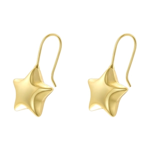 Detailansicht goldener sternförmiger Ohrringe mit minimalistischem Metallfinish