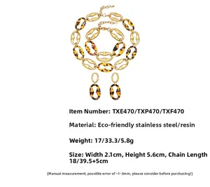 Detailed view of vintage resin jewelry set with necklace bracelet and earrings dimensions