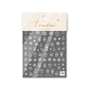 5D embossed Christmas nail art stickers featuring white reindeer and snowman designs