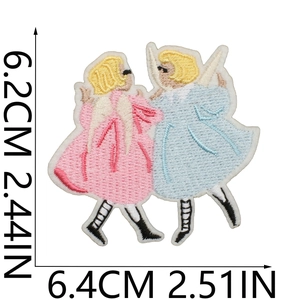 Macro view showing detailed embroidery texture and dimensions of cute angel patches