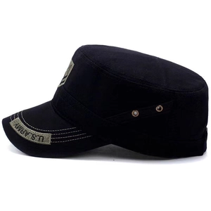 Men's black cotton cadet cap with U.S. ARMY embroidery and military shield patch