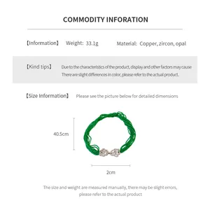 Detailed size specifications for multi-layer zircon flower and opal beaded necklace