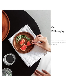 Overhead view of various sizes of round solid wood trays with natural grain for snacks