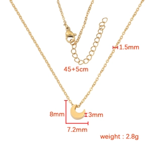 Minimalist gold moon pendant necklace in stainless steel with 45cm chain and lobster clasp