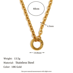 Collana a catena O in acciaio inossidabile placcato oro 18K con chiusura a molla