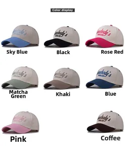 Détails des casquettes de baseball en coton montrant diverses couleurs et broderies