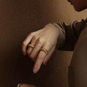 Classic French croissant dome ring in 18k gold plated titanium steel for women