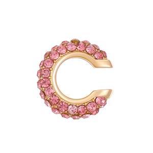 Elegant C-shaped ear cuff with pink rhinestones set in rose gold plating for women