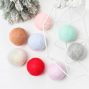 Colorful handmade wool felt balls set for DIY Christmas tree hanging decor and crafts