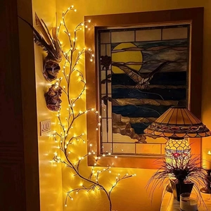 Solar powered warm LED branch lights for cozy Christmas and indoor decorative lighting