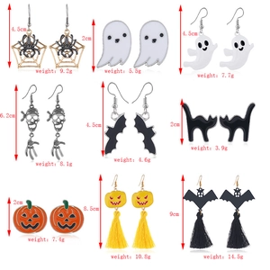 Detailed chart showing weights and dimensions for diverse Halloween alloy earrings