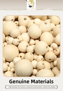 Macro detail of natural unfinished wooden beads with smooth textures and drilled holes