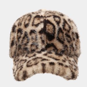 Dicke warme Plüsch-Basecap mit Leopardenmuster für winterliche Outdoor-Mode und Streetstyle