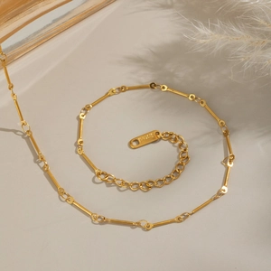 Minimalist 18K gold plated stainless steel bone link chain necklace for women
