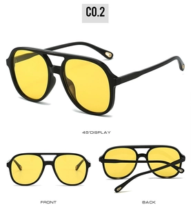 Classic aviator polarized sunglasses with yellow lenses and golden teardrop temple tips
