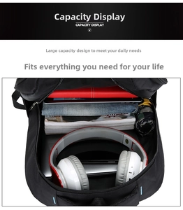 Internal view showing large capacity and multi-pocket layout for a 15-inch laptop backpack