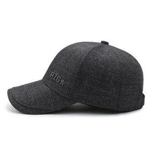 Classic dark grey casual baseball cap with 3D star embroidery and curved peak for men