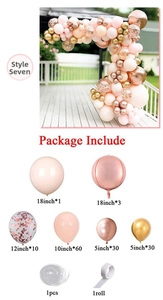 Balloon arch kit with rose gold, pink, and confetti balloons in mixed sizes for events