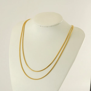 Collier Double Couche À Maille Serpent En Acier Inoxydable Plaqué Or 18K Bijoux Géométriques Pour Femmes