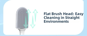 Macro shot of flat TPR silicone brush head for deep cleaning flat bathroom surfaces