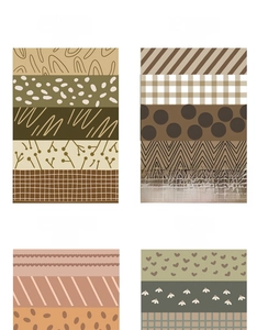 Vue détaillée des ensembles de rubans washi style forêt aux motifs de feuilles d'érable