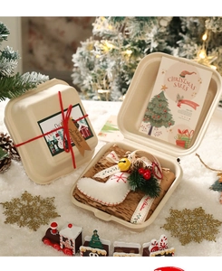 Christmas gift set with white felt stocking pendant and eco-friendly pulp box packaging