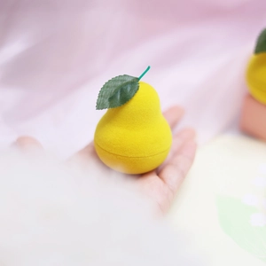 Cute pear shaped flocked ring box jewelry storage detail view soft touch lovely design