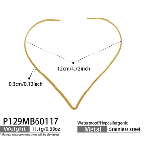 Dessin technique montrant le diamètre de 12cm et le poids du collier ras du cou doré