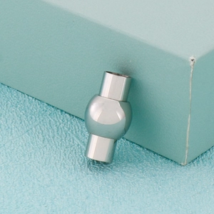 Polished silver stainless steel magnetic clasp for DIY geometric leather cord bracelets