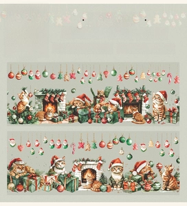 Nastro PET dettagliato a tema gatto di Natale per scrapbooking con motivi festivi e loop 350mm